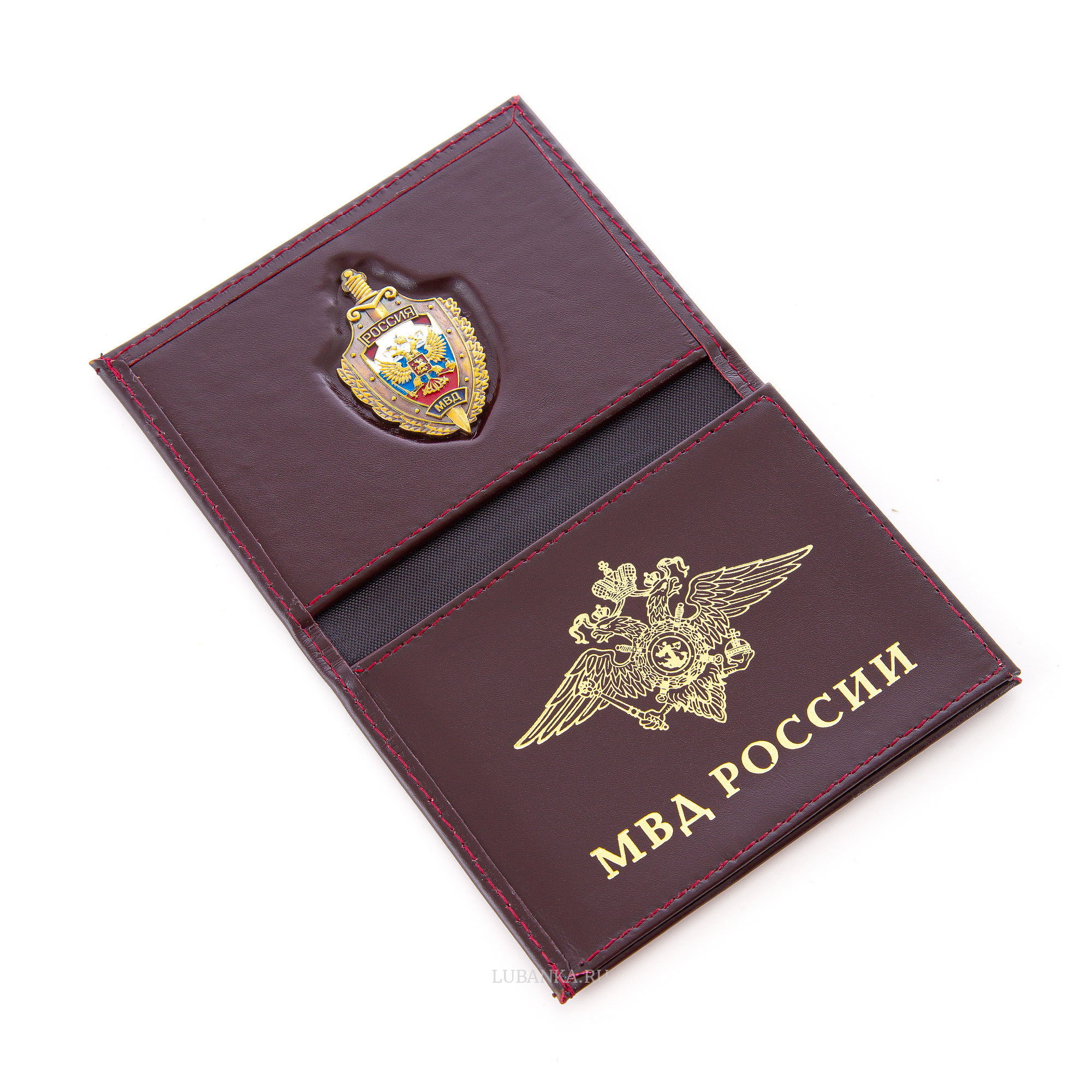 Обложка для удостоверения МВД с жетоном бордовая